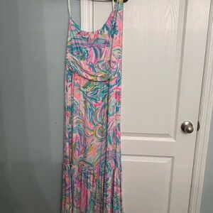 Lilly Pulitzer One Shoulder Dress - Pink and Blue Swirl
